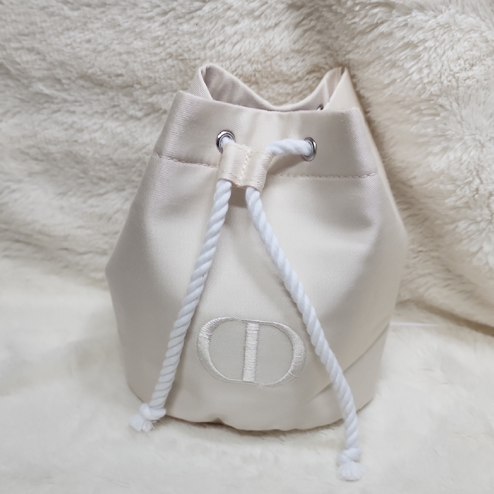 Dior Pouch - Makeup Bag with Textured Fabric and Embossed Logo